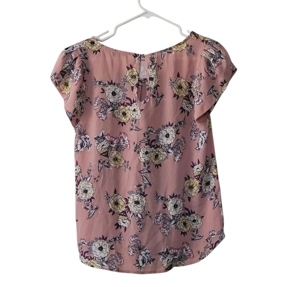 Papermoon Pink and Yellow Floral Blouse With Keyhole Back Size Large - Picture 3 of 14